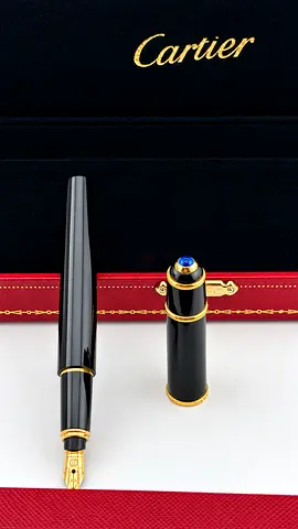 Cartier Luxury Fountain Pen – Natural Blue Sapphire – 18K Gold Nib – Original Box & Papers