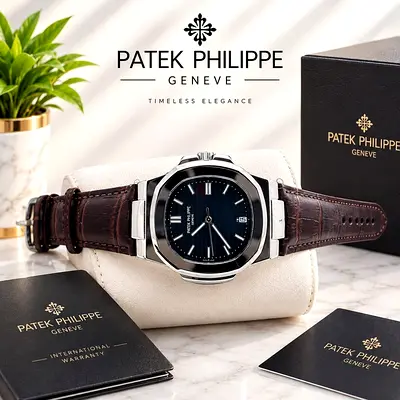 Patek Philippe Men's Watch with Leather Strap and Box — Excellent Condition