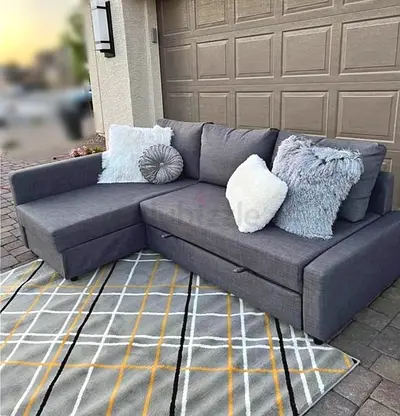 Ikea Grey L-shaped Sofa with Storage and Chaise - Good Condition