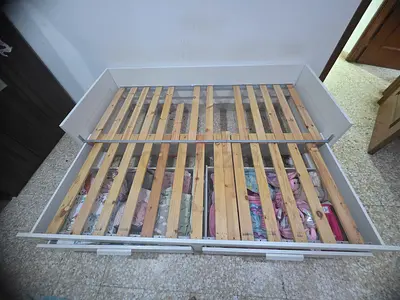 IKEA DAYBED .White wooden single bed frame with under-bed storage drawers - good condition