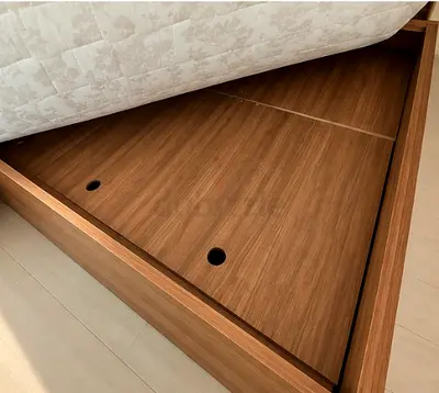 King size wooden storage bed frame with under mattress storage compartments - good condition