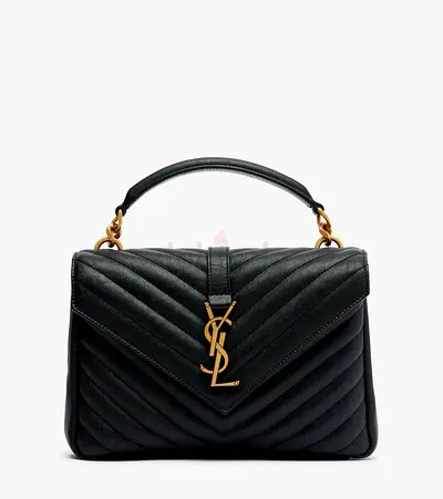 Authentic Saint Laurent Collège Medium Shoulder Bag – Black Quilted Lambskin