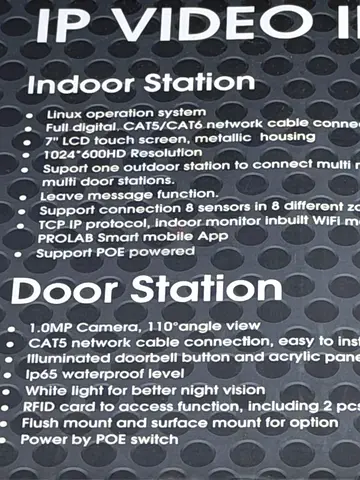 IP Video Door Station - Indoor/Outdoor PoE CCTV Intercom DOOR BELL WITH MOBILE APP CLEARENCE PRICE