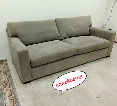 Crate and Barrel Axis gray 3 seater sofa