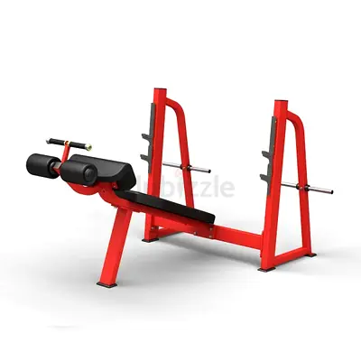 Commercial Olympic Decline Bench – Red, 15° Press & Plate Storage