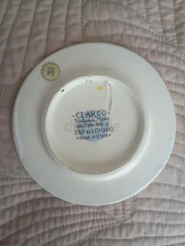 Vintage Clearco Decorative Porcelain Plate - Hand Painted, 24K Gold, Made in Spain