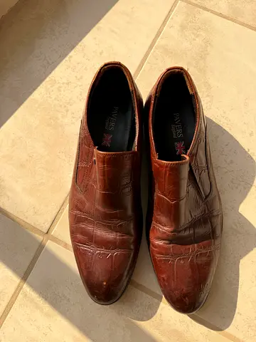 Brown leather slip-on men's dress shoes, size 44