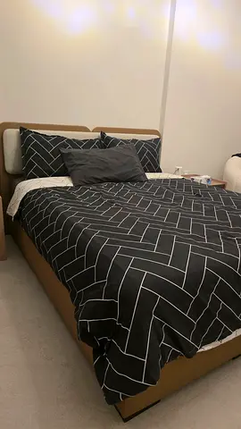 Queen bed frame with mattress and headboard - good condition