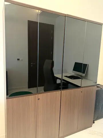 Large Office Storage Cabinet with Glass Upper Doors and Lockable Lower Cupboards