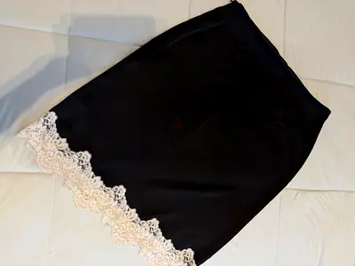 Black Pencil Skirt with White Lace Trim - Size is L