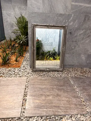 Large Ornate Mirror with Silver Frame