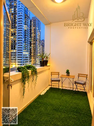 Elegantly Furnished 1BR with Beautiful Garden & City Views | For Rent