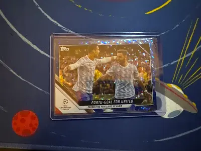 Topps UEFA Champions League collectible card – Porto goal for United (holographic)