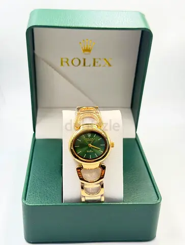 Rolex Ladies Gold Tone Bracelet Watch with Green Dial (in Box)