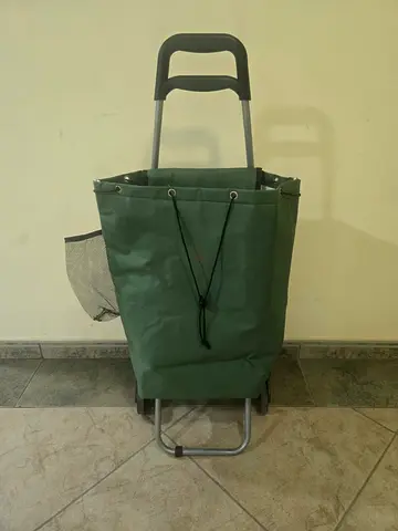 Spinneys Foldable Green Shopping Trolley Cart with Wheels and Handle