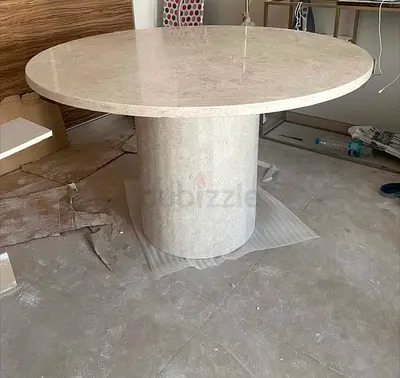 Round marble Dining Table with Pedestal Base