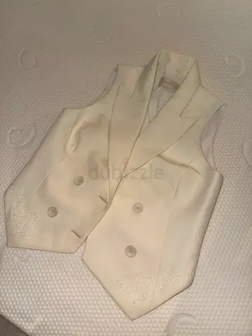 Ivory double-breasted formal waistcoat / vest, size s