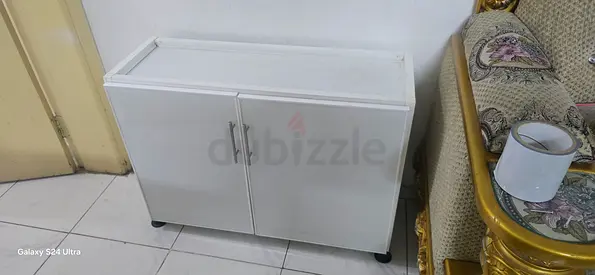 White Two-Door Storage Cabinet / Sideboard - Compact Home Use