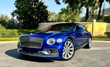 GCC Specs | Al Habtoor Warranty | Bentley Flying Spur Mulliner | Pristine Condtion | Sequin Blue/Red