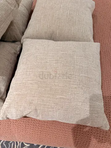 Set of 5 Beige Decorative Sofa Cushions - Excellent Condition, Homecentre