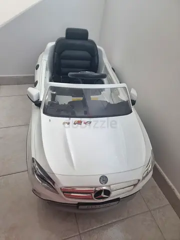 White electric ride-on Mercedes style kids car - 2-seater, remote control