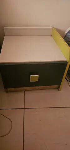 Small modern bedside table / nightstand in white and grey