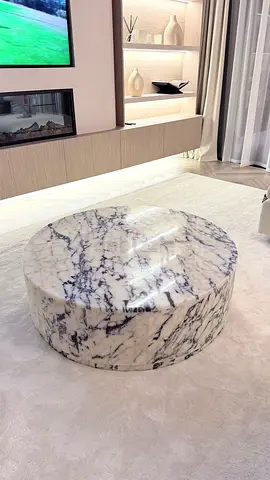 Luxury Calacatta Marble Round Coffee Table | Designer Stone Furniture UAE