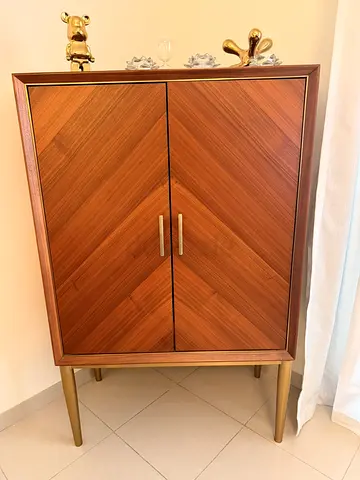 Wooden Mid-Century Style Cabinet with Gold Legs