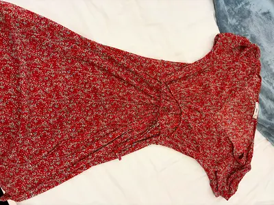 Red floral women's summer dress