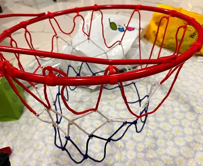 Red Portable Basketball Hoop Ring with Tricolor Net heavy duty wall mount