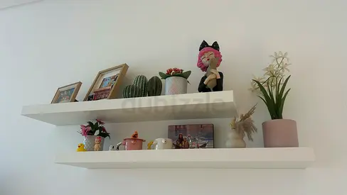 Set of 2 White Floating Wall Shelves — Minimalist Display Shelves