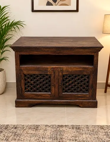 Solid Wood Rustic TV Cabinet / Media Console - Dark Brown antique piece size 92x56x70cm