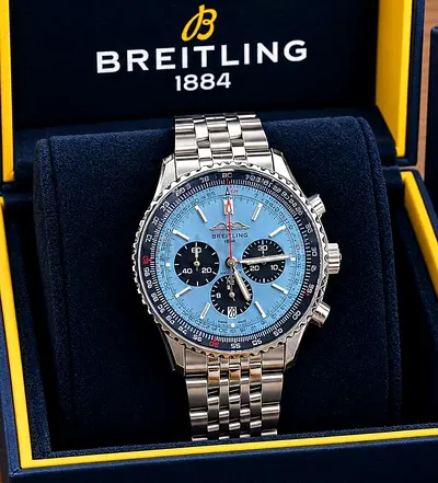 Breitling Navitimer Chronograph Stainless Steel Blue Dial - Full Set All Over UAE Cash on delivery