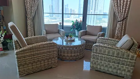 4-piece Wicker Rattan Lounge Set with Glass Top Coffee Table