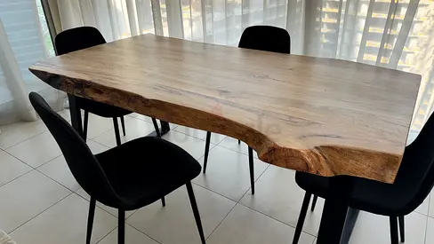 100% Solid Mango Wood Dining Table + 4 Chairs