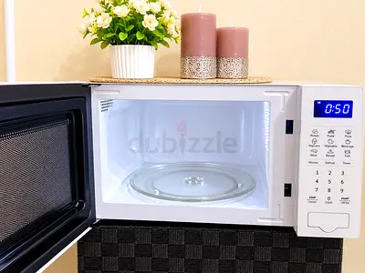 White Countertop Microwave - Good Condition, Works Well