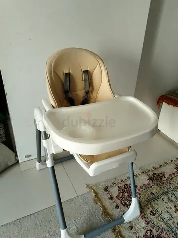 Adjustable Baby High Chair with Detachable Tray - Beige