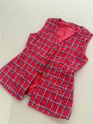 Chanel Pink Tweed Buttoned Women's Waistcoat / Vest - Size S