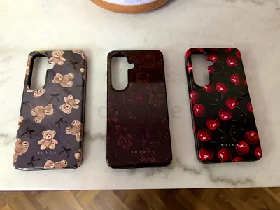 Set of 3 Burga S26 Phone Cases (teddy, floral, cherry) - New