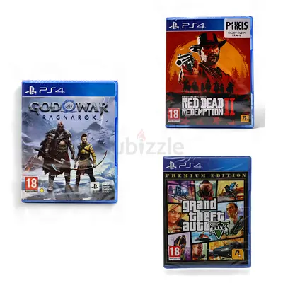 GTA V PREMIUM EDITION, G.O.W RAGNAROK (intl version), RDR 2 (ALL PS4) (Factory sealed)