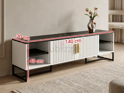Modern low TV cabinet with storage - 140cm length (URGENT SALE)