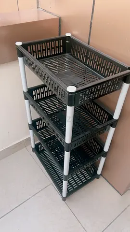 COSMOPLAST 4-Tier Plastic Storage Shelf Rack - Compact & Lightweight- 2sets - red & brown