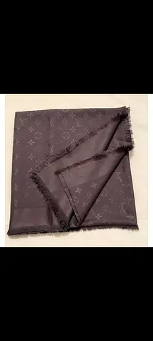 Dark Grey Designer-style Monogram Shawl / Scarf - Large