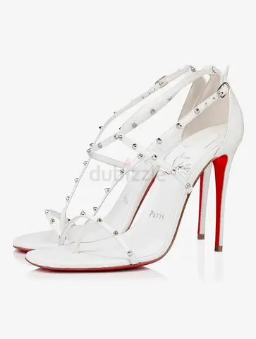 Authentic Christian Louboutin Riojana Spikes 100 White Sandals – Size 37.5