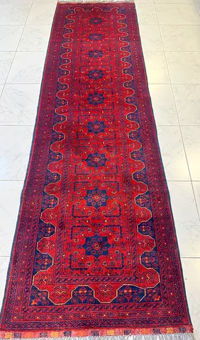 Handwoven Red Traditional Runner Rug - 3.00 by 0.80  Good Condition