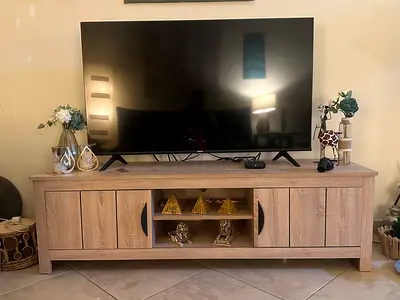 Wooden TV Unit / Entertainment Center - Light Oak Finish