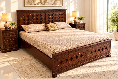 Marina Home Solid Wood Antique Bed Set