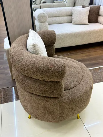 Custom made Cozy boucle swivel armchair