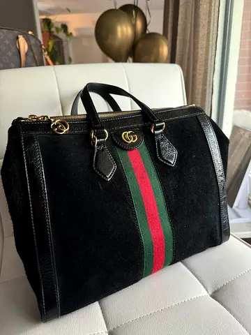 Gucci Black Suede Boston Bag – Vintage Web Stripe