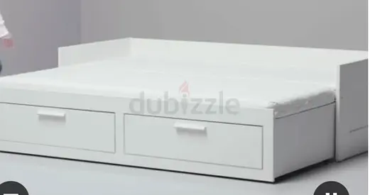 White wooden daybed with underbed storage drawers - good condition